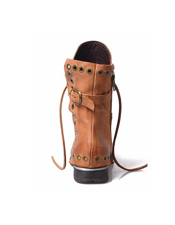 Damen-cowboystiefel Aus Leder Mit Schnürung