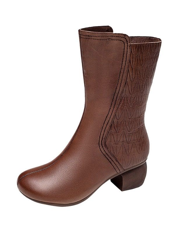 Klobige Retro-stiefel Mit Rundem Kopf Und Rundem Kopf