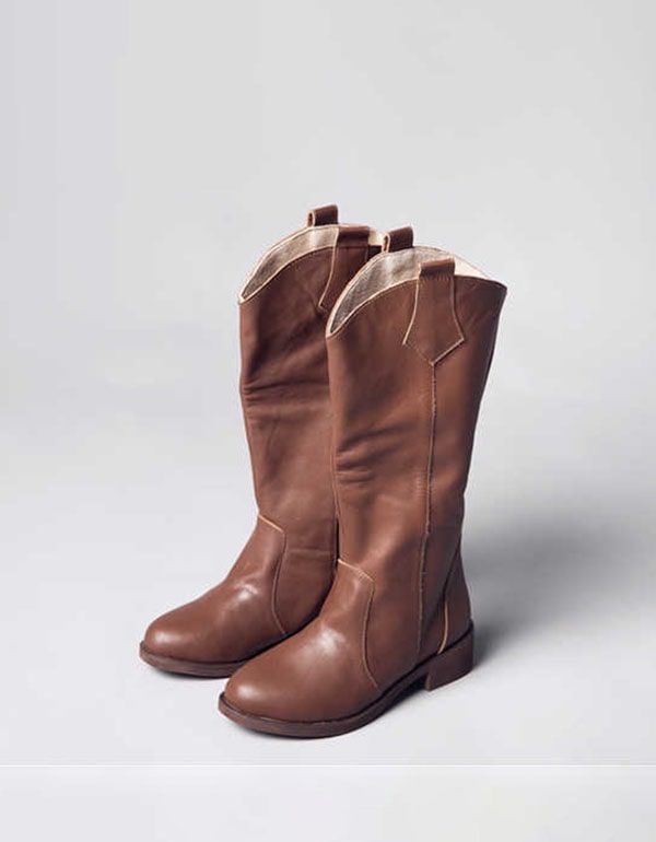 Winter-herbst-handgefertigte Retro-leder-reise-lange Stiefel