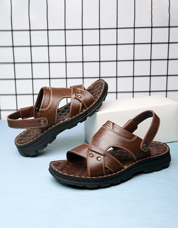 Handgefertigte Retro Leder Herren Sandalen