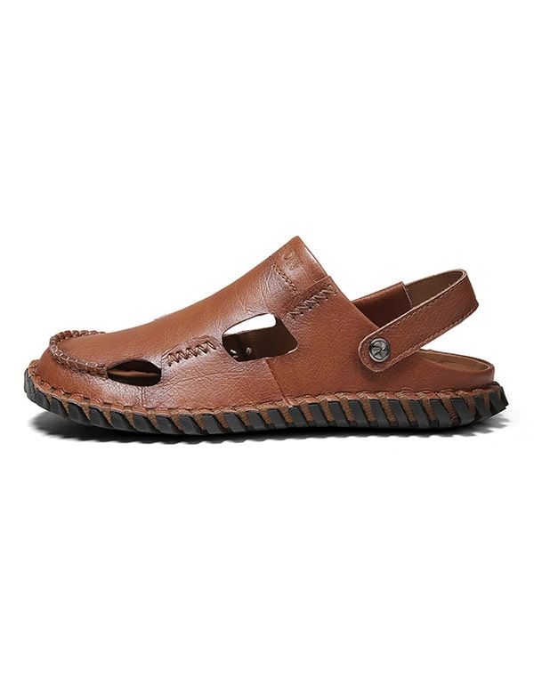 Herren Sommer Ledersandalen Loafer