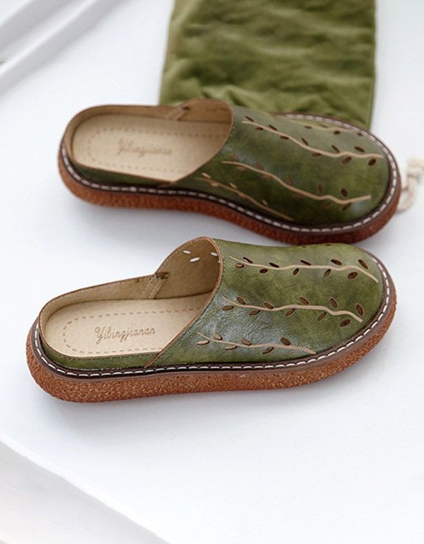 Handgefertigte Plateau-slipper Mit Weitem Kopf Für Damen