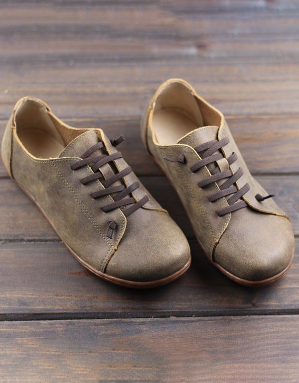 Bequeme Handgefertigte Leder-retro-schnürschuhe Für Herren