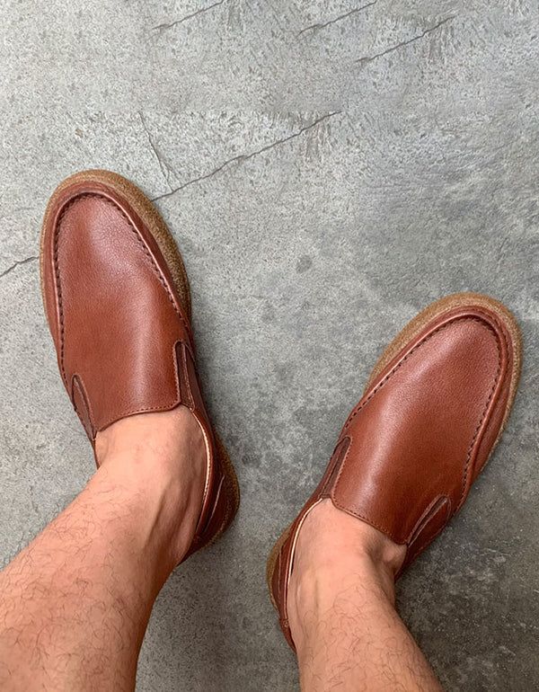 Bequemer Retro-slipper Aus Leder Für Herren