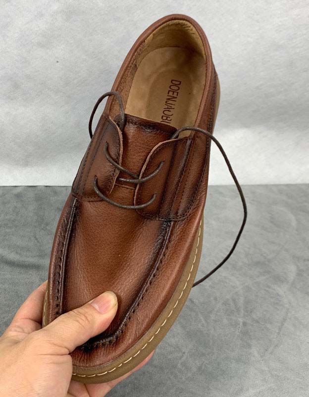 Handgefertigte Retro-schnürschuhe Aus Weichem Leder Für Herren