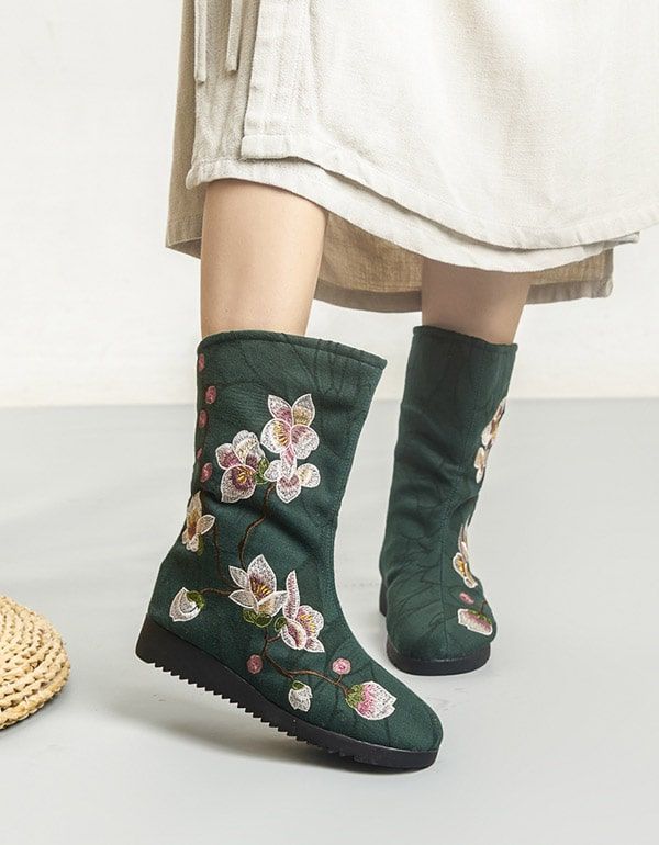 Bestickte Winter-baumwollstiefel Im Chinesischen Ethno-stil