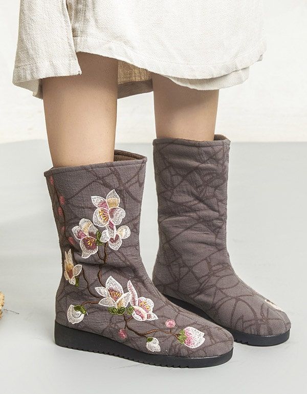 Bestickte Winter-baumwollstiefel Im Chinesischen Ethno-stil