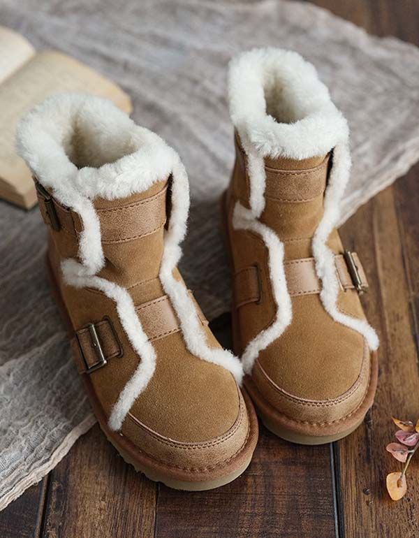 Flauschige Winter-schneestiefel Aus Wildleder Für Damen