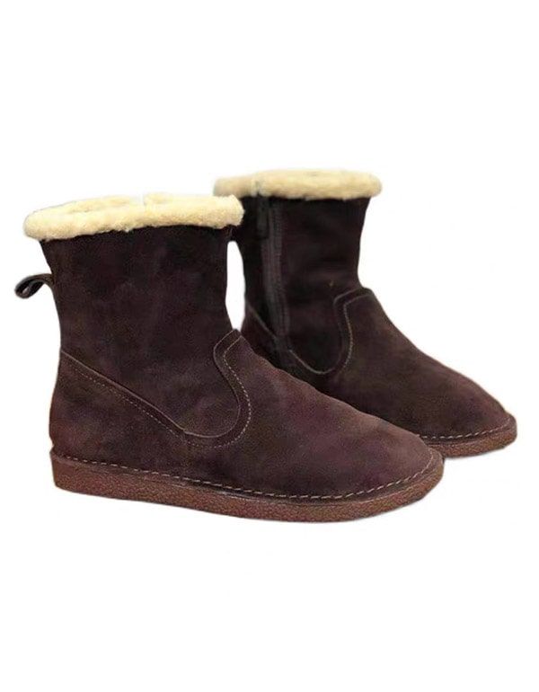 Handgefertigte Retro-wildleder-winterpelzstiefel