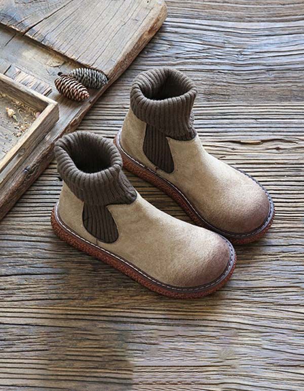 Handgemachte Retro Wild Head Winterstiefel Aus Wildleder