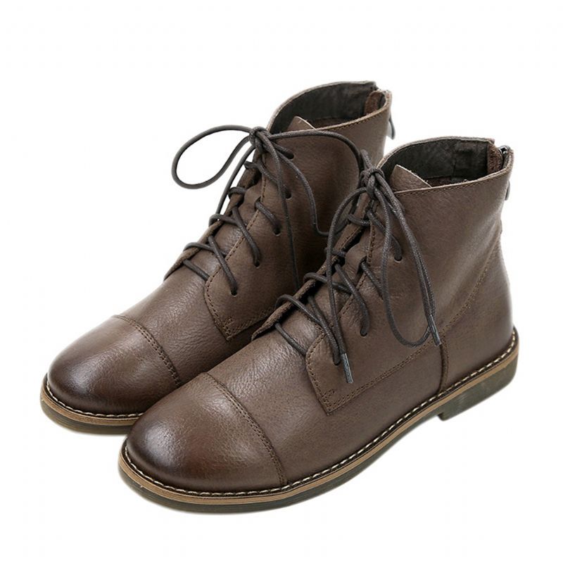 Herbst-winter-bequeme Retro-leder-knöchel-damenstiefel | Geschenk Schuhe