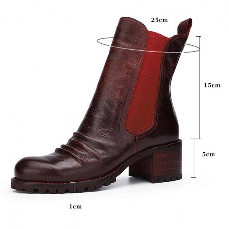 Herbst Winter Dick Retro Leder Bequeme Martin Damenstiefel | Geschenk Schuhe