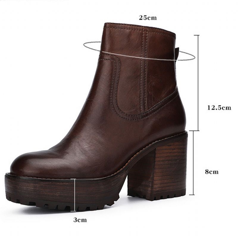 Herbst-winter-dicke Lederplattform Retro-mode-damenstiefel | Geschenk Schuhe