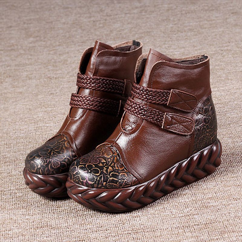 Herbst Winter Handgefertigte Retro Plateaustiefel