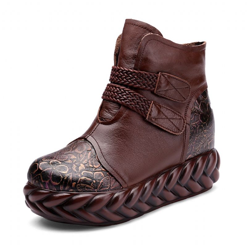 Herbst Winter Handgefertigte Retro Plateaustiefel