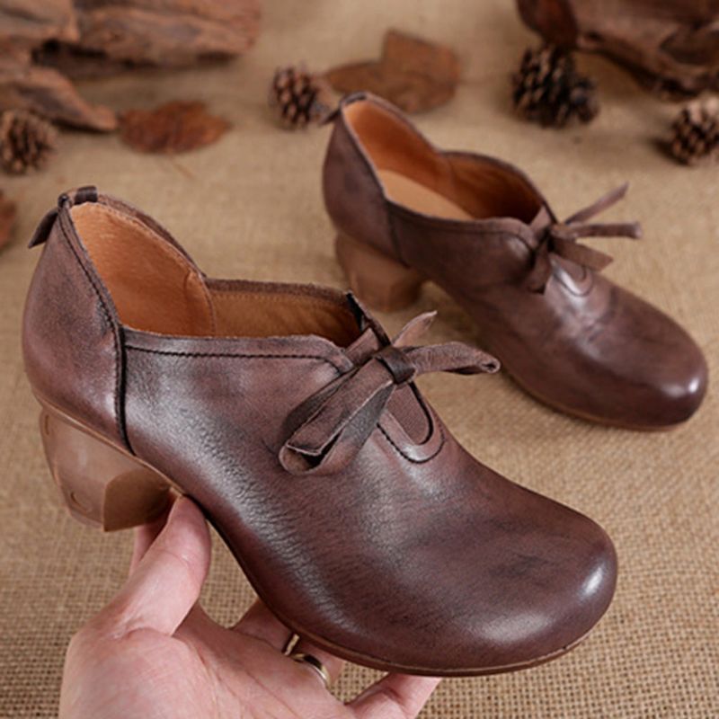 Herbst-winter-lässige Retro-handgemachte Leder-damenschuhe | Geschenk Schuhe