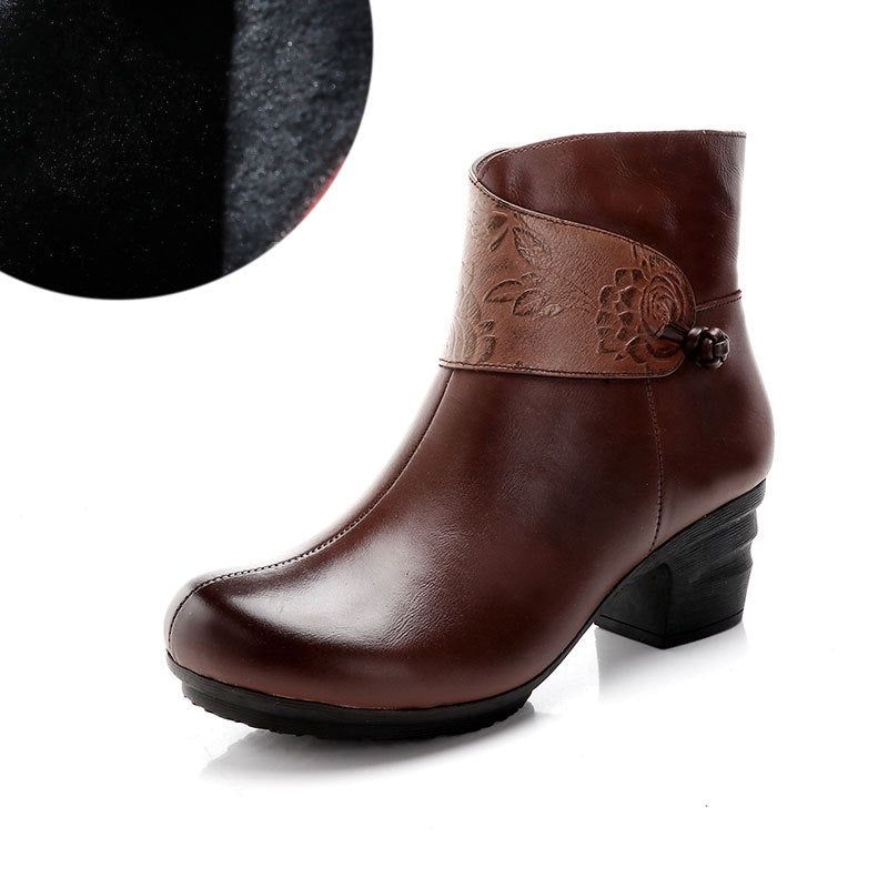 Herbst-winter-leder-mode-baumwollstiefel Damenschuhe