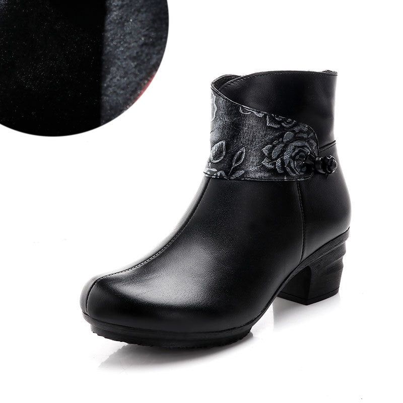 Herbst-winter-leder-mode-baumwollstiefel Damenschuhe