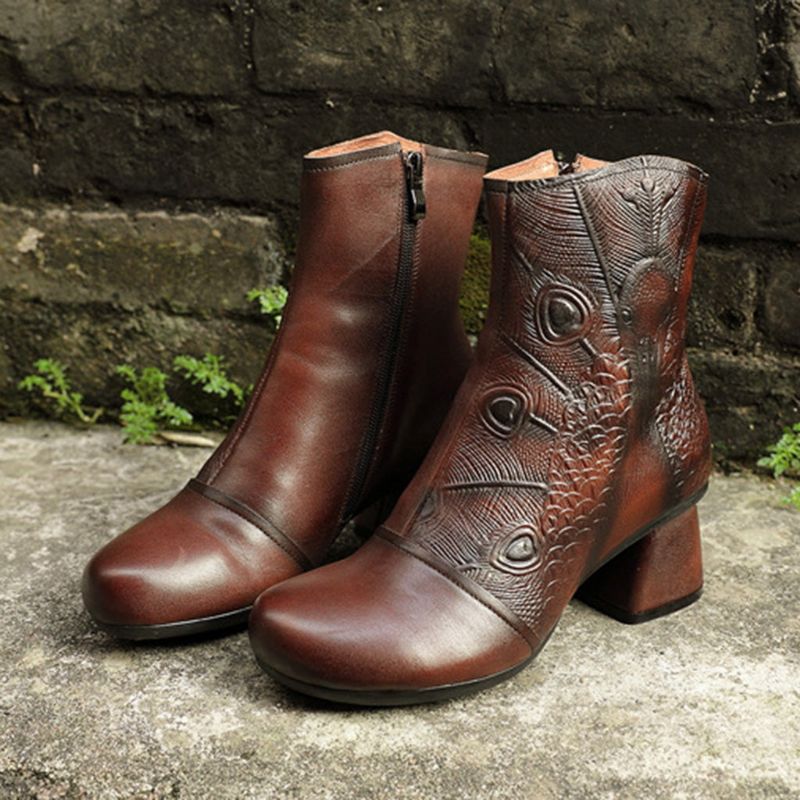 Herbst-winter-leder-retro-damenstiefel | Geschenk Schuhe