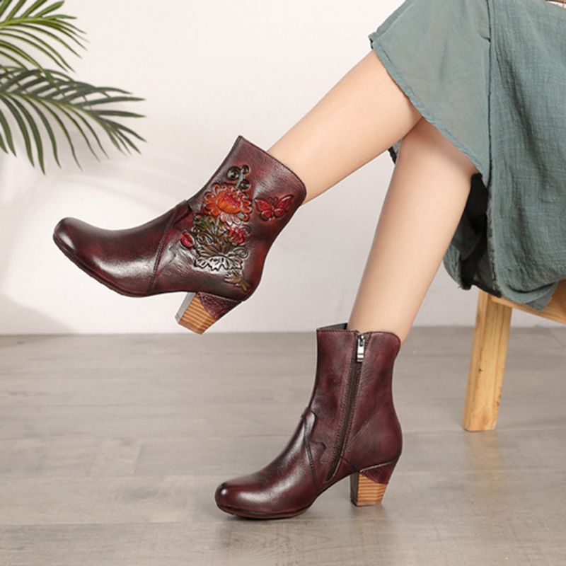 Herbst-winter-leder-retro-damenstiefel | Geschenk Schuhe