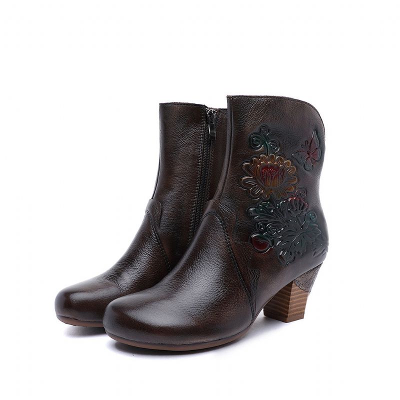 Herbst-winter-leder-retro-damenstiefel | Geschenk Schuhe