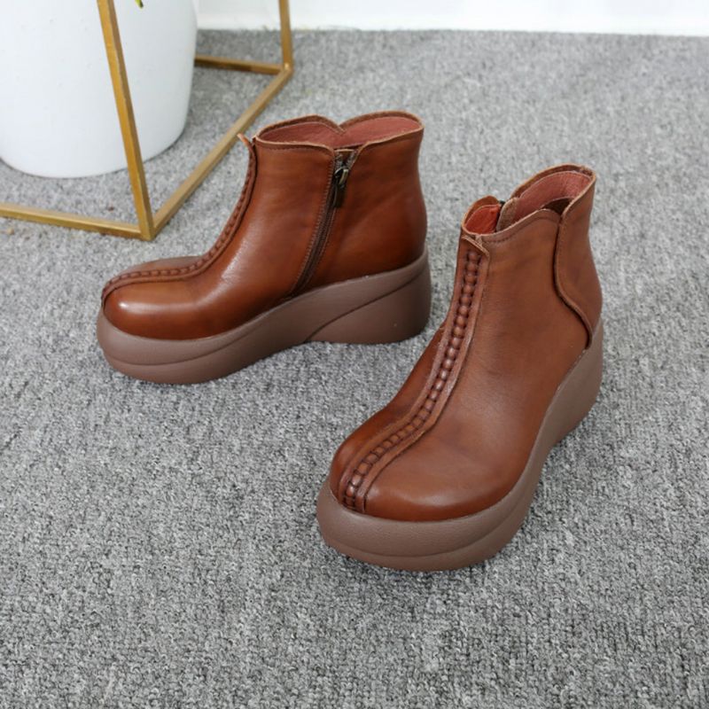 Herbst Winter Leder Retro Dicke Stiefeletten | Schuhe Verschenken