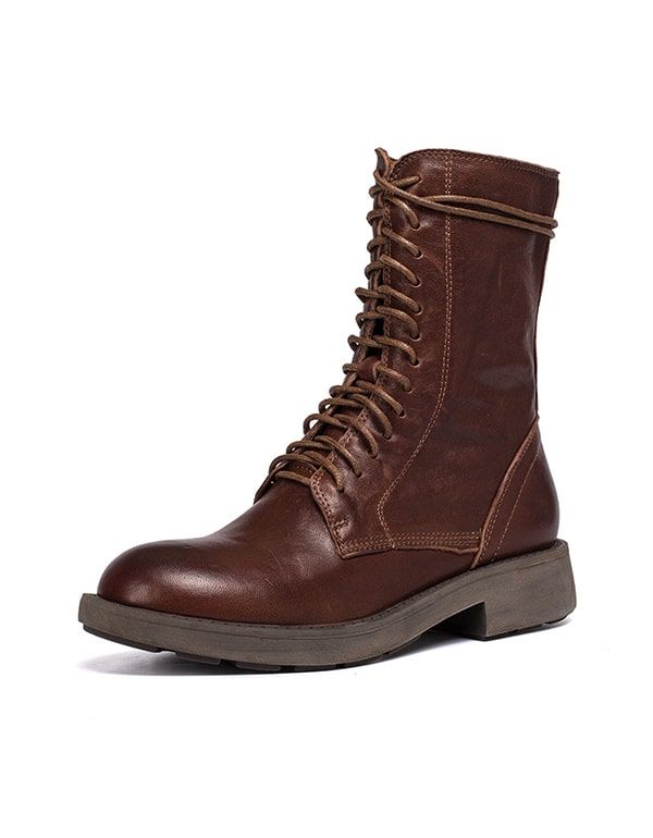 Herbst-winter-mid-tube-schnürstiefel Für Damen