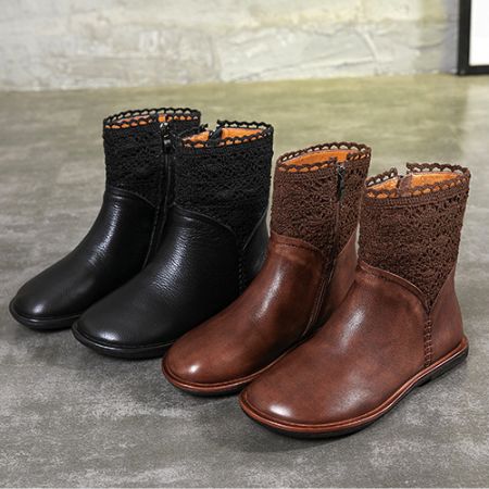 Herbst-winter-retro Handgefertigte Ledernähte Stiefeletten| Geschenk Schuhe