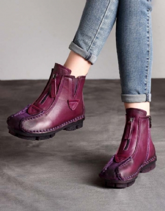 Herbst Winter Retro Handgefertigte Lederstiefeletten