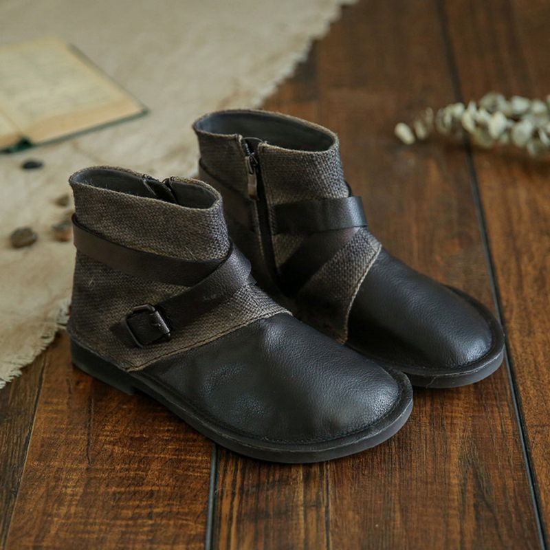 Herbst-winter-retro-leder Mit Weichem Boden Knöchel-damenstiefel | Geschenk Schuhe