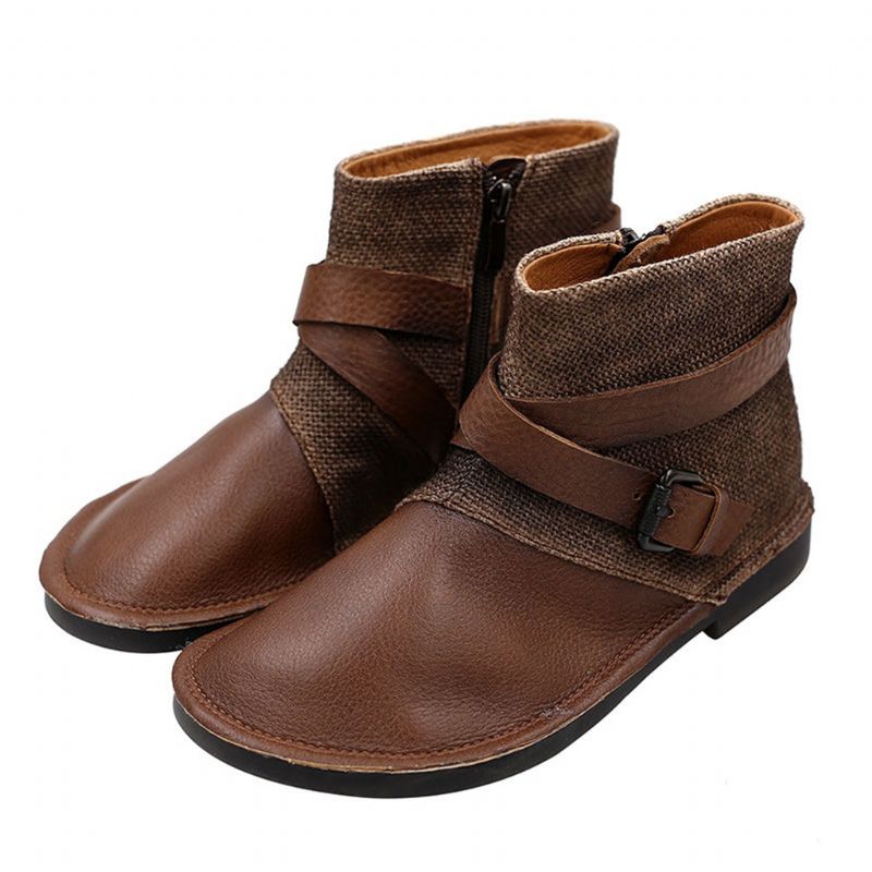 Herbst-winter-retro-leder Mit Weichem Boden Knöchel-damenstiefel | Geschenk Schuhe