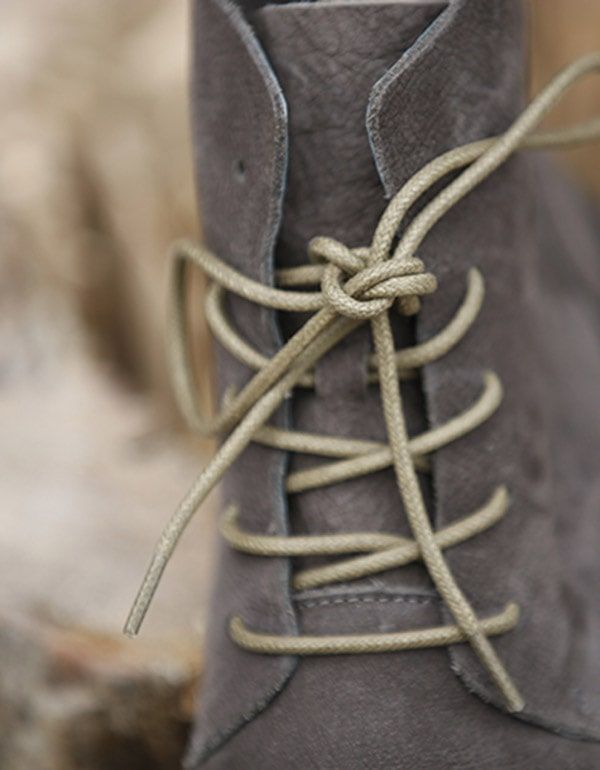 Herbst-winter-schnürstiefel Aus Leder Damen