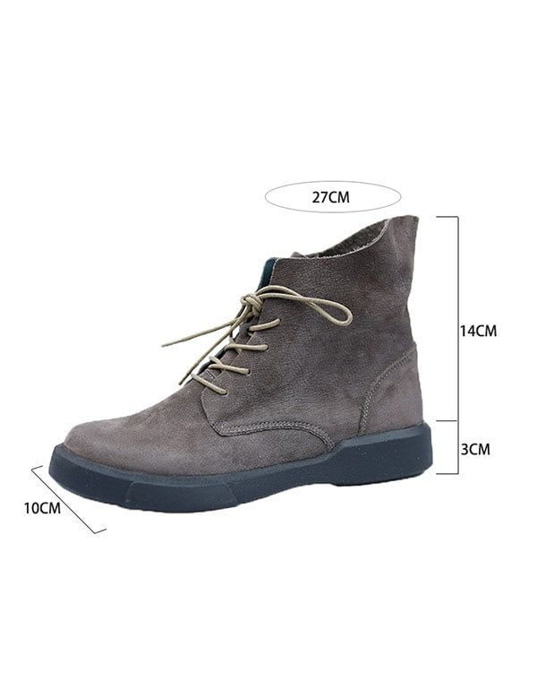 Herbst-winter-schnürstiefel Aus Leder Damen