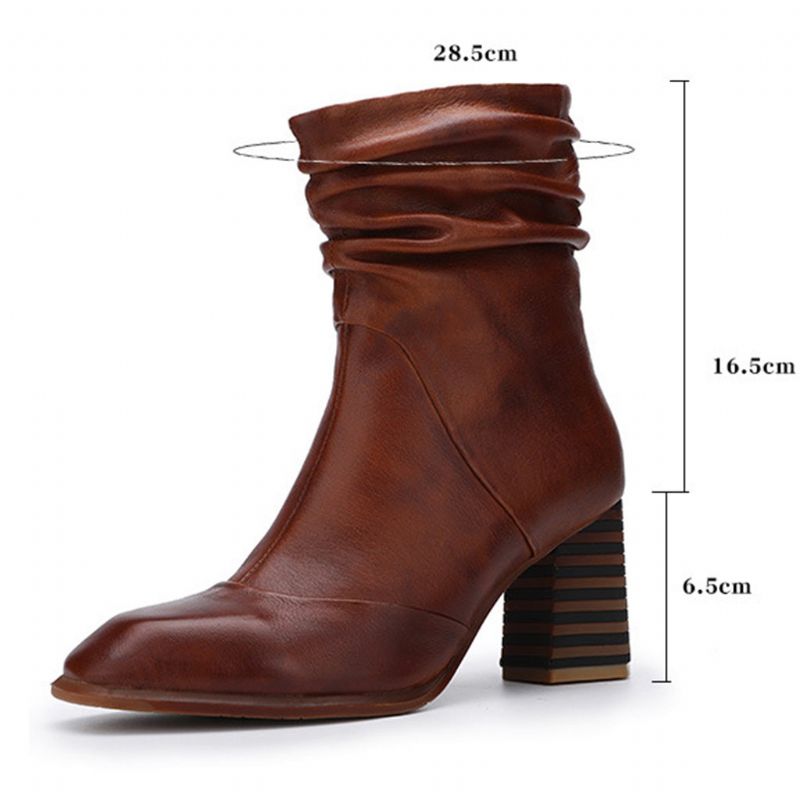 Herbst Winter Vintage Leder High Heels Bequeme Stiefel | Geschenk Schuhe