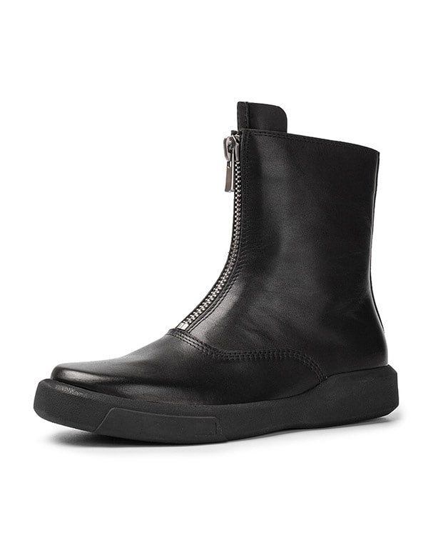 Herbst Winter Wasserdichte Schwarze Stiefel Mit Reißverschluss Vorne