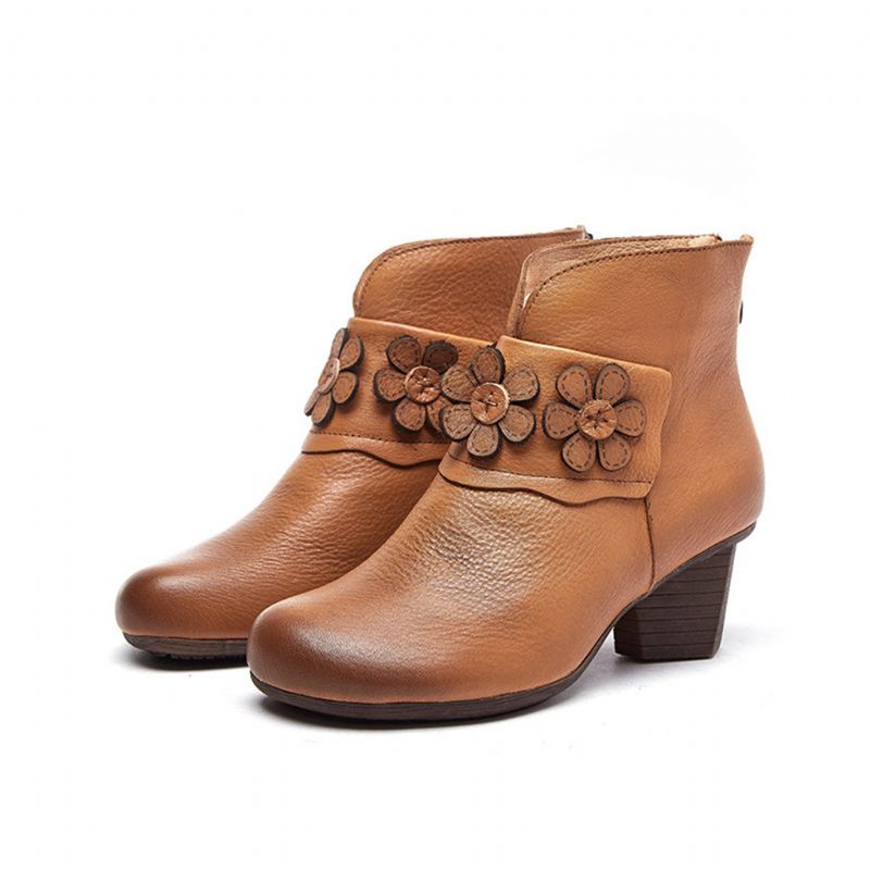 Klobige Winter-retro-lederstiefel | Geschenk Schuhe