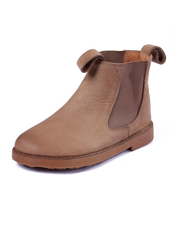 Retro-chelsea-stiefel Aus Weichem Leder Für Damen