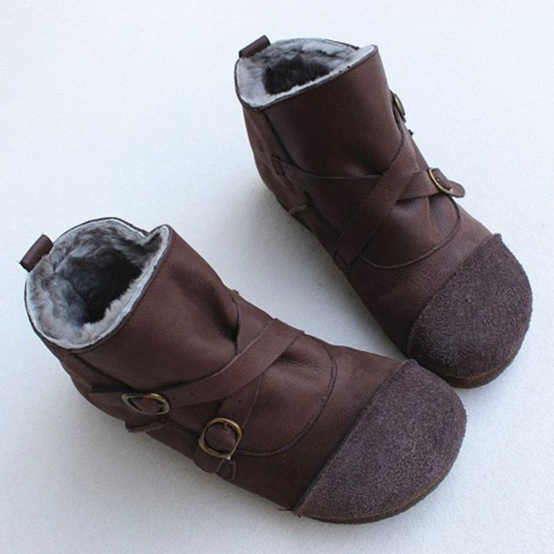 Retro-winterstiefel Aus Reinem Leder | Geschenk Schuhe | 35-41