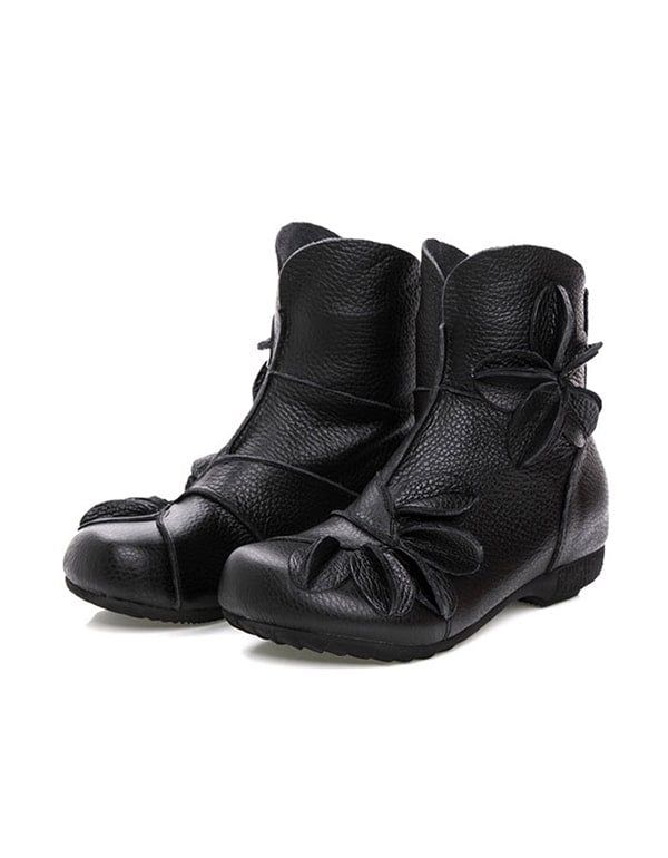 Rutschfeste Handgefertigte Retro-stiefel Aus Leder Im Ethno-stil