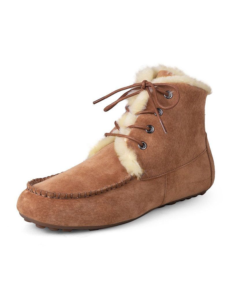 Rutschfeste Wildleder-winterpelzstiefel Zum Schnüren