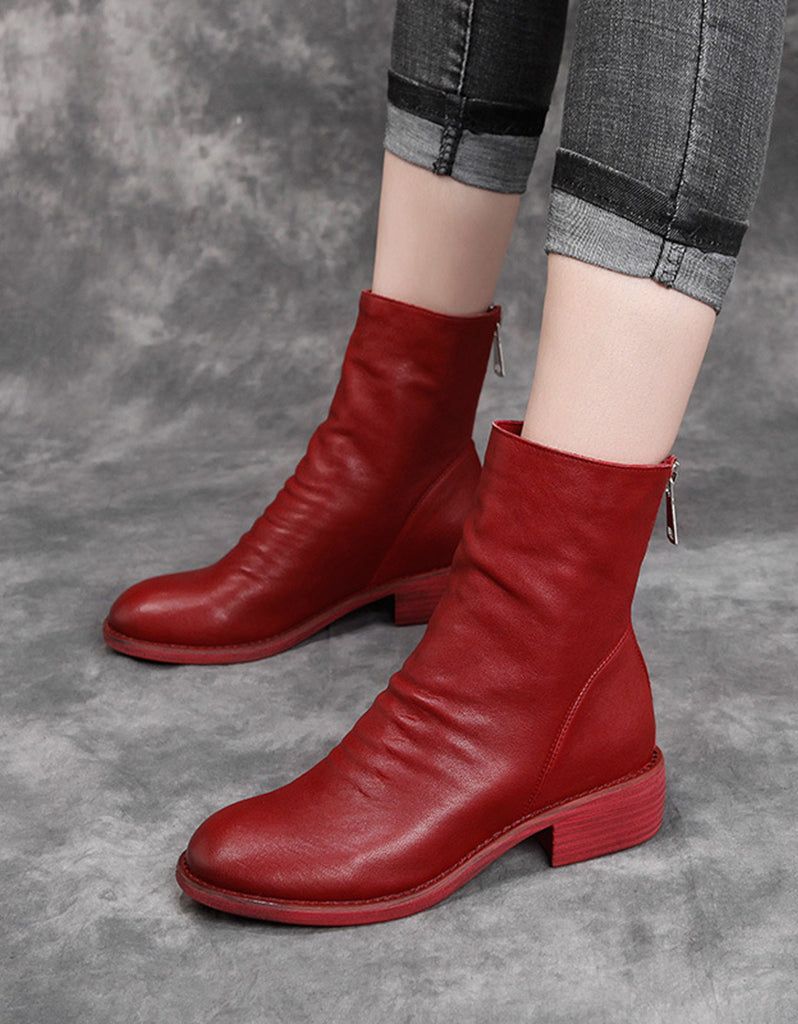 Schaffell Handgefertigte Chelsea-stiefel Rot