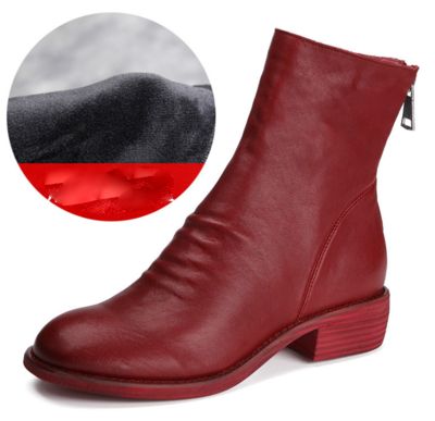 Schaffell Handgefertigte Chelsea-stiefel Rot