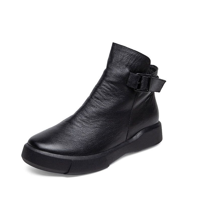 Schwarze Retro-stiefeletten Aus Leder Für Damen