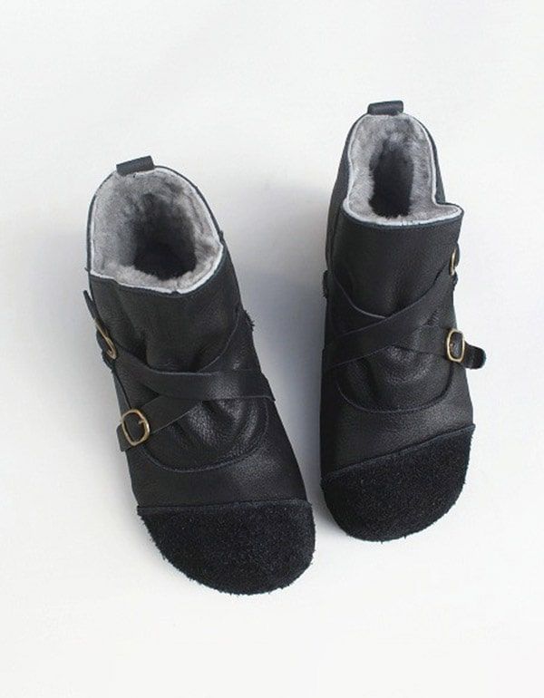 Soft Fur Retro Leder Kurzstiefel Winter