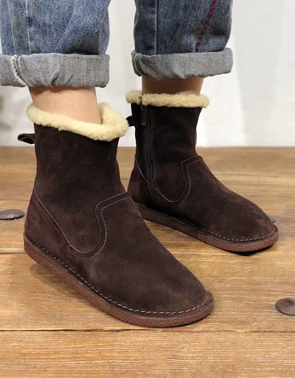 Wildleder Plüsch Winter Damen Baumwollstiefel