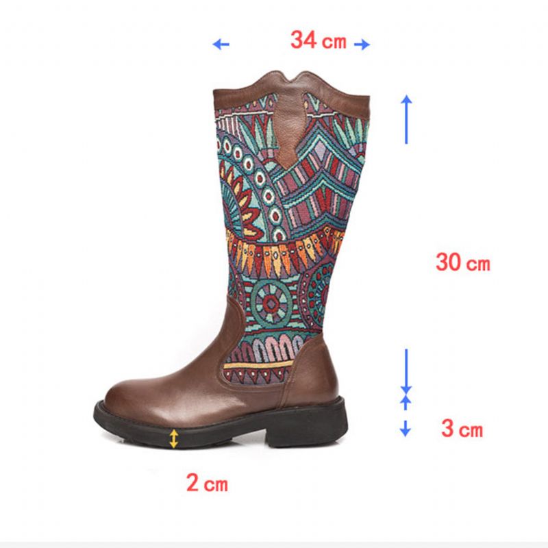 Winter Böhmische Retro Handgefertigte Hohe Lederstiefel | Geschenk Schuhe