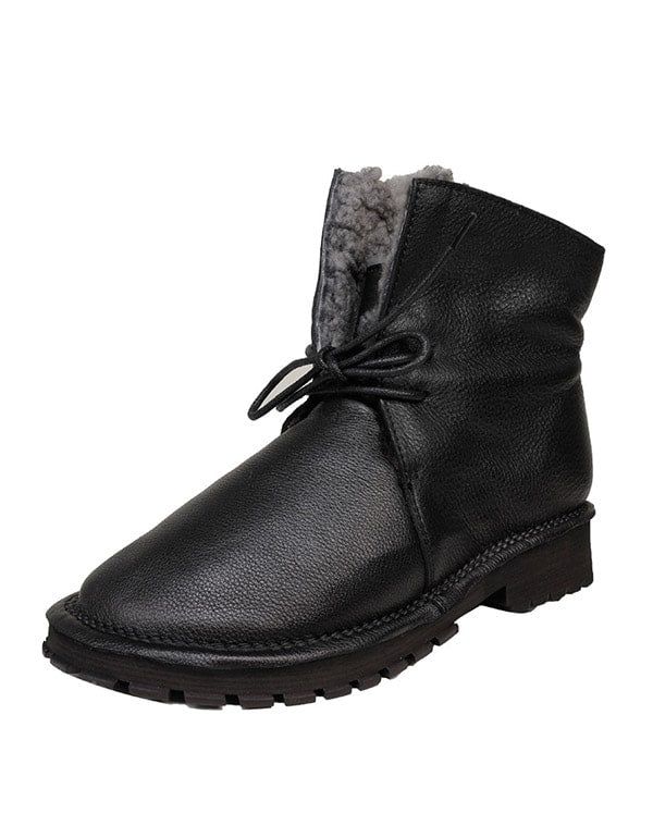 Winter Retro Handgefertigte Plüsch-stiefeletten Mit Weichen Sohlen