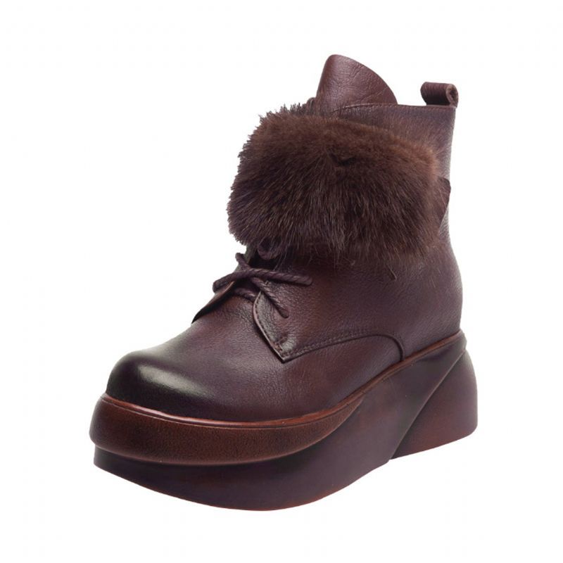 Winter-retro-handgemachte Kurze Lederstiefel | Geschenk Schuhe