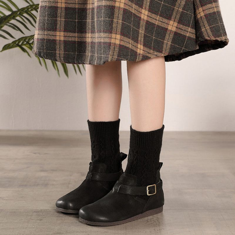 Winter-retro-leder-kurzstiefel | Geschenk Schuhe