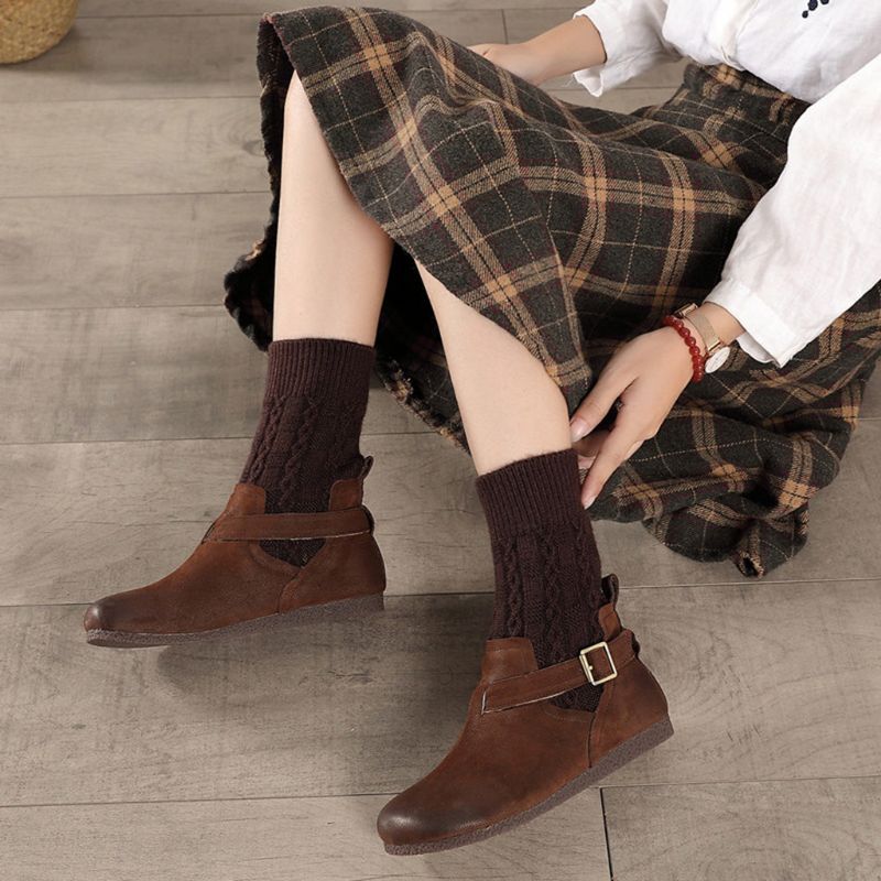 Winter-retro-leder-kurzstiefel | Geschenk Schuhe